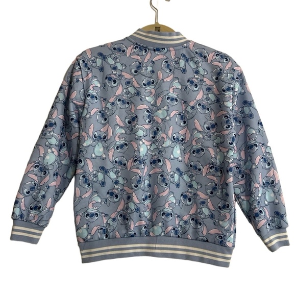 DISNEY Youth Girls 14(L) Light Blue Lilo & Stitch Varsity Bomber Jacket Full Zip - Picture 5 of 5